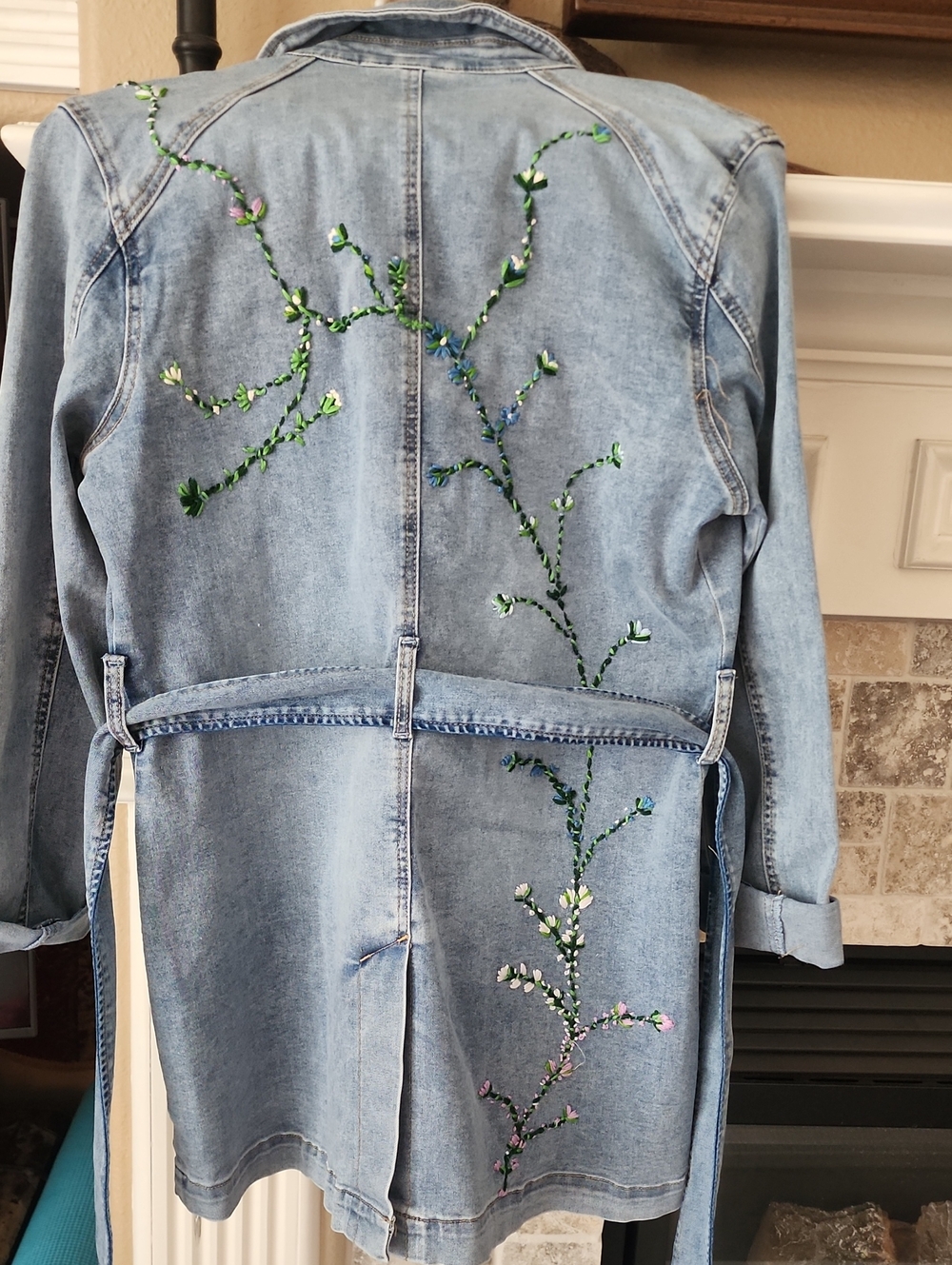 DG2 by Diane Gilman Light Blue Embroidered Denim Jacket